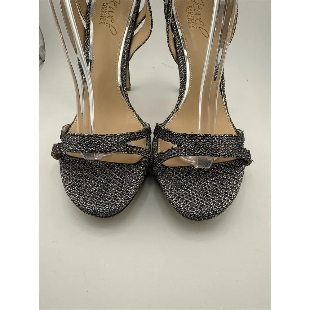 Jewel Badgley Mischka Womens Arianna Platform Stiletto Sandals‎ Sz 8 Gray NWOB